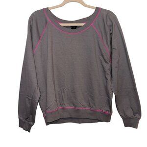 Rue21 Gray Sweatshirt/Pink Stitching Scoop Neck Long Sleeves Pullover Womens XL